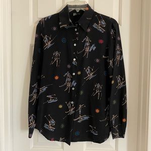 100% silk, black dress shirt